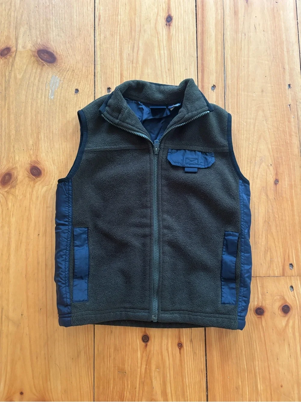 GAP Boys Olive Green & Navy Fleece Vest | Size Small